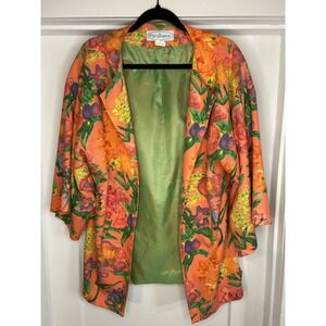 Patchington Vintage 90s Floral Open Front Blazer Jacket Medium Grandmacore